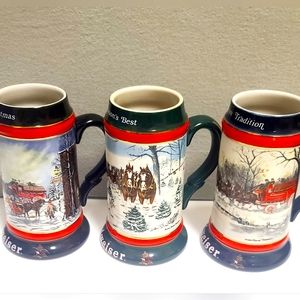 Budweiser Beer Stein Beer Mugs 90,91,92 Christmas Collector Seasons Best Sampson